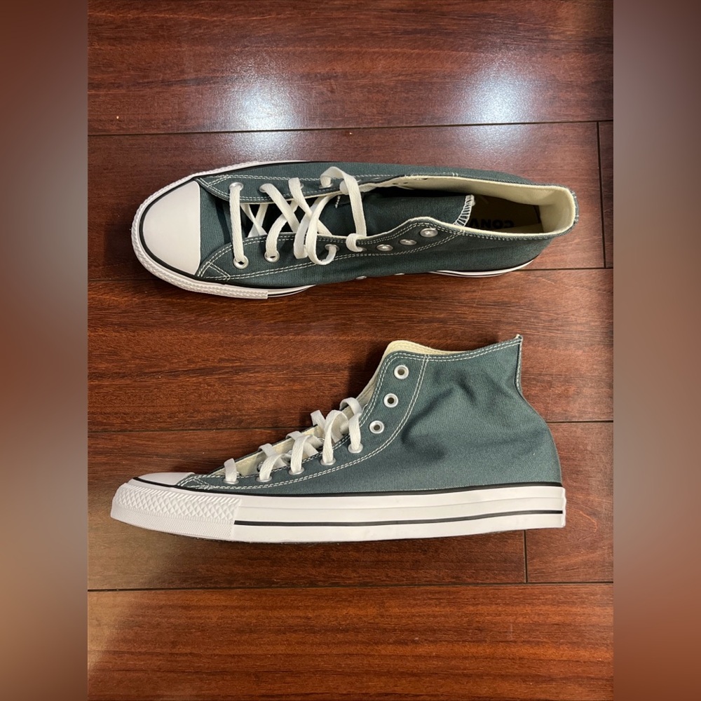 Mens 13 Converse CTAS Hi Top Canvas Shoe Sneaker True Nature Green New A10536F - Picture 8 of 16